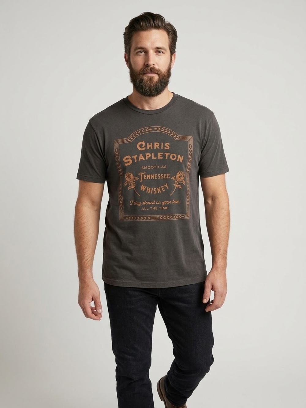 Chris Stapleton Tennessee Whiskey Graphic T-Shirt Large Charcoal Grey Country